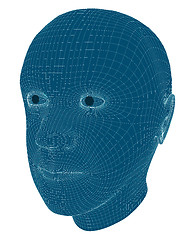 Image showing Wireframe 3D Rendering of a Man's Head