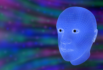 Image showing Wireframe Rendering of a Man's Head in Vortex