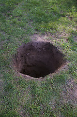 Image showing Deep dirt hole in ground