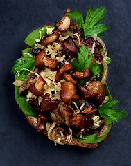 Image showing Crostini with Mushrooms Chanterelles