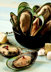 Image showing Boiled Green Mussels