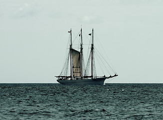 Image showing Sea Sailboat on Waves