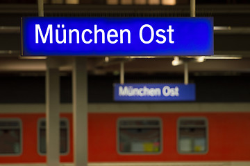 Image showing Luminous sign on Munich eastern railway station