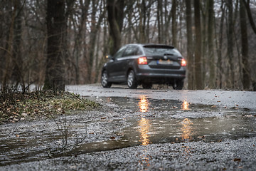 Image showing Wet road in heavy rain