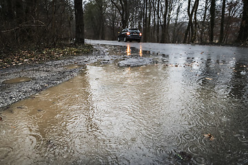 Image showing Wet road in heavy rain