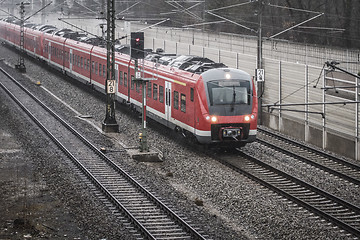 Image showing S-Bahn Gernlinden in the rain and storm