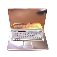 Image showing Chrome, metallic laptop isolated on white background. 3d illustr