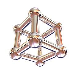 Image showing Structural chemical formula and model of molecule, 3d object ill