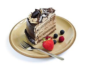 Image showing Slice of chocolate cake