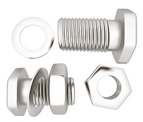 Image showing Screws and nuts set. 3d illustration