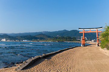 Image showing Aoshima Shrine with blue sky