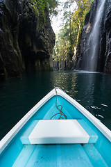 Image showing Small boat travel in Takachiho gorge