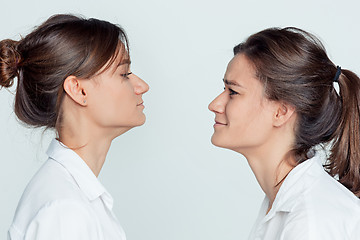 Image showing Studio portrait of female twins