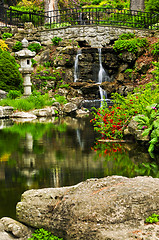 Image showing Cascading waterfall and pond