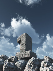 Image showing number one rock under cloudy blue sky - 3d illustration