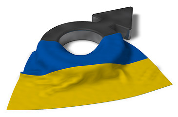 Image showing mars symbol and flag of the ukraine - 3d rendering