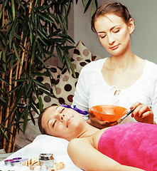 Image showing stock photo attractive lady getting spa treatment in salon, heal