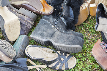 Image showing pile of old shoes