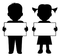 Image showing Children with blank banner