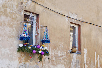 Image showing Christmas decoration outside window on a house