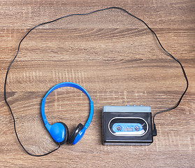 Image showing Vintage walkman and headphones