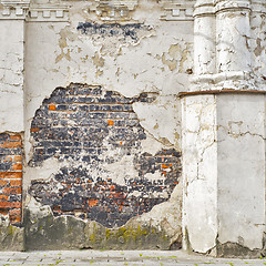 Image showing abandoned stucco brick wall background
