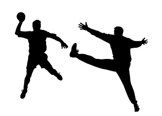 Image showing Handball player and goalkeeper