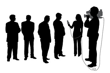 Image showing Interview with group of people with cameraman