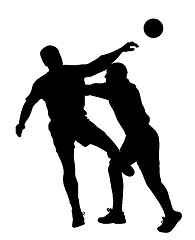 Image showing Handball player blocking opponent player