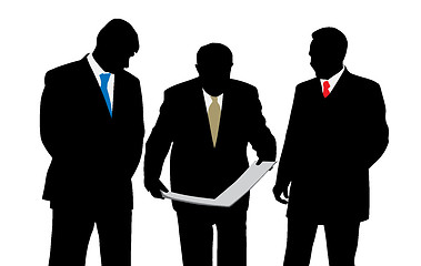 Image showing Three businessmen architects or engineers with different tie col