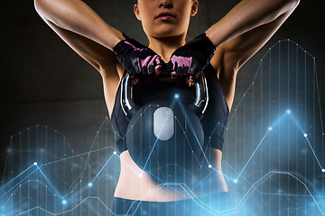 Image showing woman with kettlebell in gym