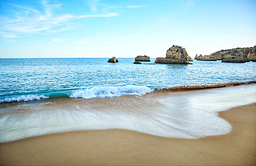 Image showing Wiew of Algarve beach and Atlantic Ocean