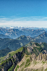 Image showing Mountain view from  Mount Saentis, Switzerland , Swiss Alps.