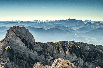 Image showing Mountain view from Mount Saentis, Switzerland , Swiss Alps.