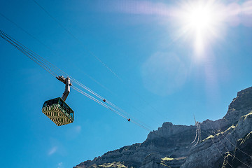 Image showing Elevated view of cable car and landscape, Mount Saentis