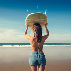 Image showing Surfer girl