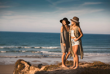 Image showing Beautiful girls on the beach