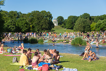 Image showing People enjoying the summer day in Englischer Garten city park in Munich, Germany.