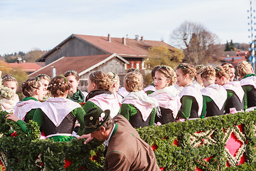 Image showing Hundham, Germany, Bavaria 04.11.2017: Leonhardi ride in the Bavarian Hundham