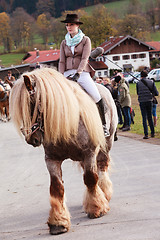 Image showing Hundham, Germany, Bavaria 04.11.2017: Leonhardi ride in the Bavarian Hundham