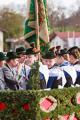 Image showing Hundham, Germany, Bavaria 04.11.2017: Leonhardi ride in the Bavarian Hundham