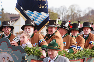 Image showing Hundham, Germany, Bavaria 04.11.2017: Leonhardi ride in the Bavarian Hundham