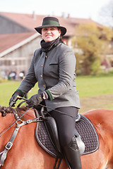 Image showing Hundham, Germany, Bavaria 04.11.2017: Leonhardi ride in the Bavarian Hundham