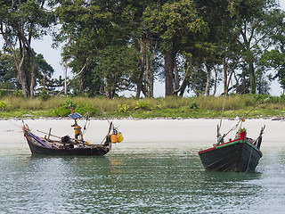 Image showing Two small boats in Southern Myanmar