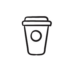 Image showing Disposable cup sketch icon.