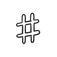 Image showing Hashtag symbol sketch icon.