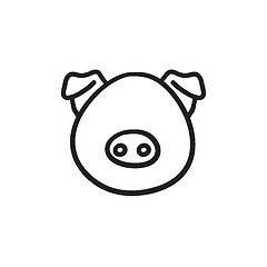Image showing Pig head sketch icon.