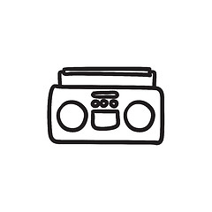 Image showing Radio cassette player sketch icon.