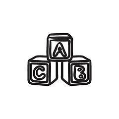 Image showing Alphabet cubes sketch icon.