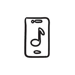 Image showing Phone with musical note sketch icon.